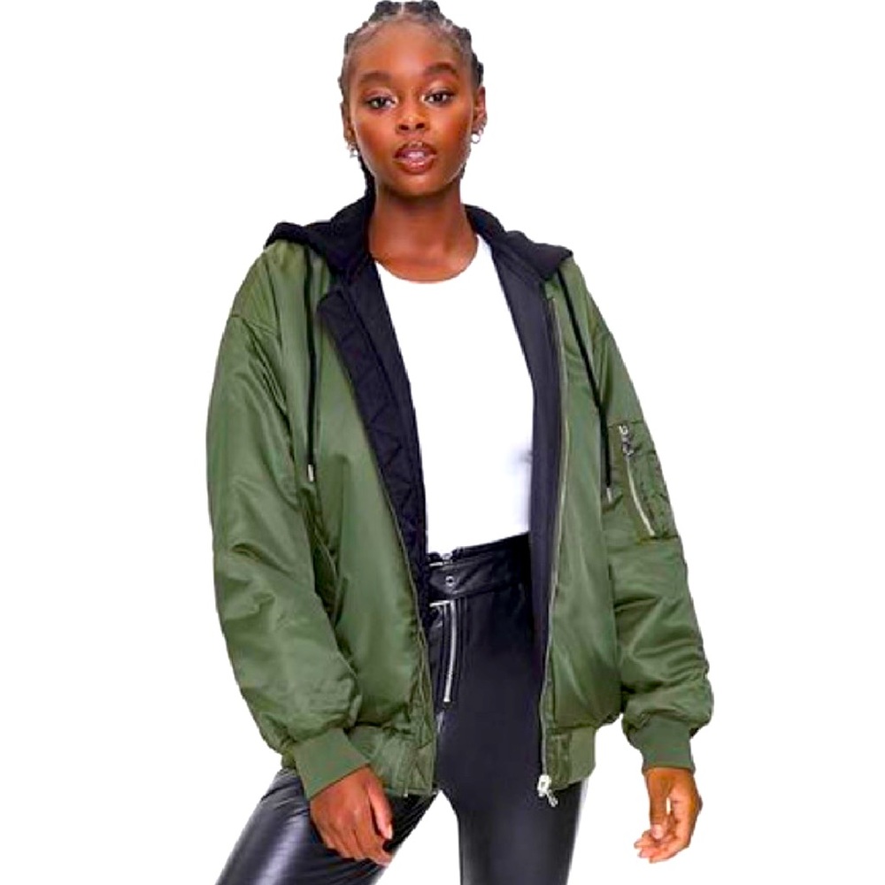 Reversible Bomber hooded  jacket , size S, “leon the professional”